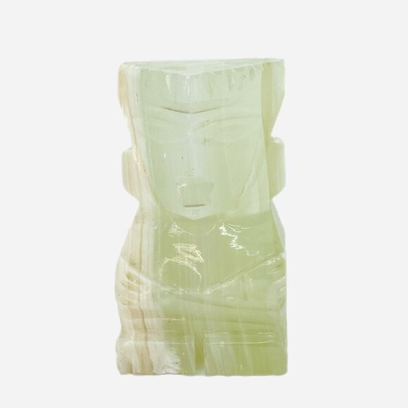 Vintage Hand Carved Onyx TIKI Aztec Mayan God Handmade Lucid Stone Bookend - Picture 7 of 15